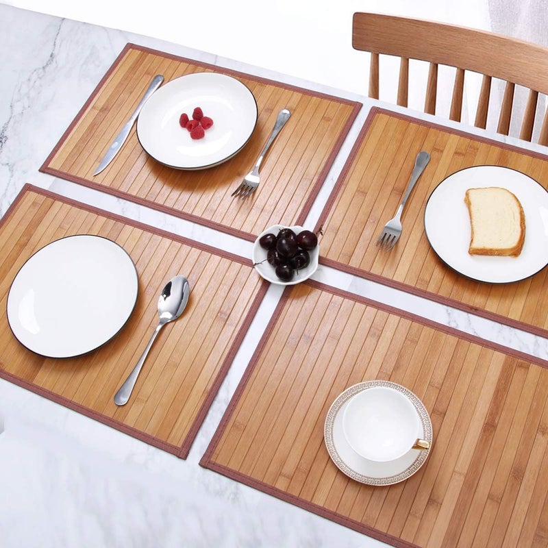 MARSCOOL Placemats Set of 4 for Dining Table, Bamboo Place Mats for Kitchen Table Decor, Table Mats Heat Resistant & Non-Slip for Indoor/Outdoor Party, Table Placemats Set of 4 for Dinner Table Yellow - Image 5